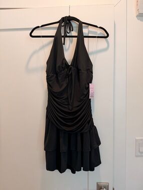 Black Halter dress with Tiered Skirt